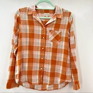 Madewell Broadway & Broome Orange Plaid Button Down Shirt